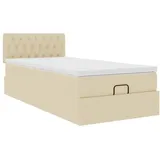 vidaXL Ottoman-Bett mit Matratze Creme 100x200 cm Stoff