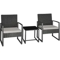Tectake tectake® Rattan Sitzgruppe Granada für 2 Personen - Bunt