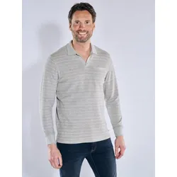 engbers Herren Langarm-Shirt mit Polo-Kragen grau regular gemustert Kent-Kragen - 4XL
