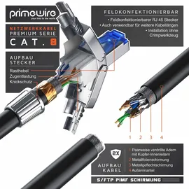 Primewire Patchkabel CAT 8 - Gigabit Ethernet LAN Kabel - 40 Gbit/s - S/FTP PIMF Schirmung - Netzwerkkabel - 2m