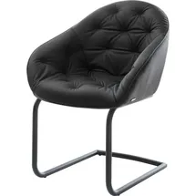 DeLife Freischwinger Gaio-Flex Echt-Leder Schwarz Freischwinger rund Schwarz