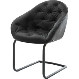 DeLife Freischwinger Gaio-Flex Echt-Leder Schwarz Freischwinger rund Schwarz