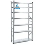 Proregal Fachbodenregal Silber, Metall, 120x250x40 cm, Freizeit, Heimwerken, Werkstatt, Schwerlastregale
