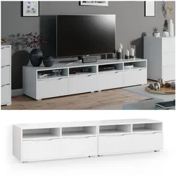 Vicco Lowboard Ruben weiß 200cm TV-Board Fernsehschrank TV-Schrank Regal Tisch
