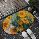 Badezimmerteppich Super Absorbierende Rutschfester Badematte, Badematten Badteppich 80x120cm Badvorleger Extra Schnelltrocknende Waschbare Badematte Home Rug, Badmatte Bodenmatte Floor Mat Sonnenblume