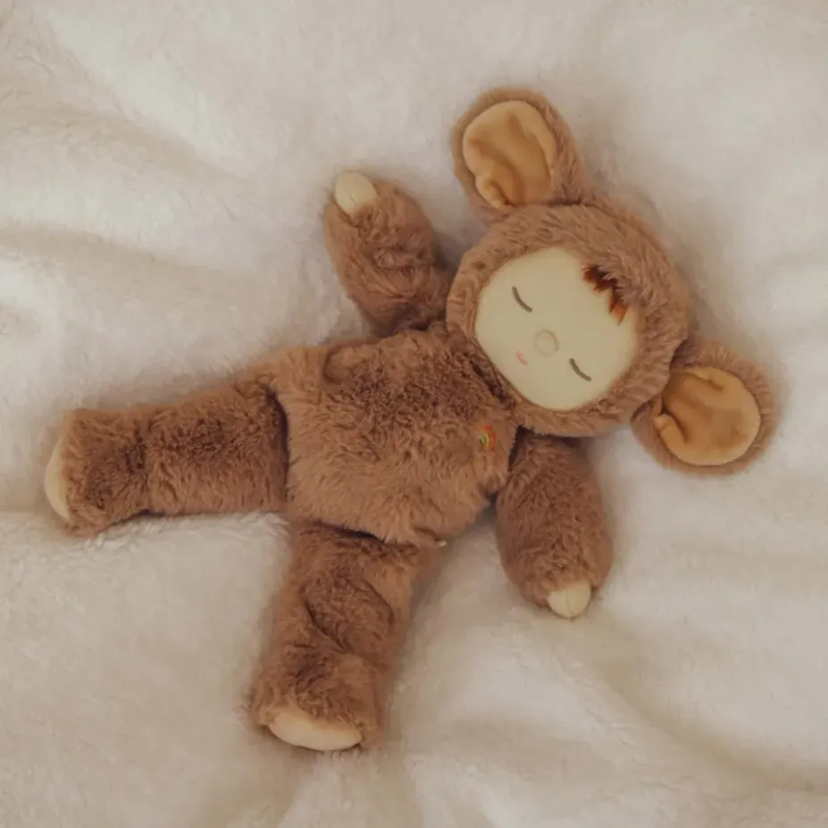 Olli Ella Kuschellinchen Plüschmaus 30 cm Beige Polyester - Gewichteter Boden, Ultraweich, Für Kinder 0-6 Jahre