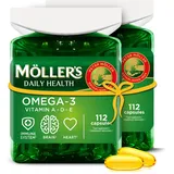 Moller’s ® | Omega 3 Kapseln | Fischöl | Skandinavische Omega-3 Nahrungsergänzungsmittel mit EPA, DHA, Vitamin A, D und E | 166 Jahre alte Marke | Gesundheit für jeden Tag | 224 omega-3 kapseln