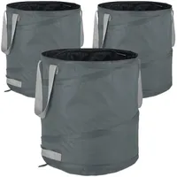 Relaxdays Pop Up Laubsack 85 L 3er Set 47 x 46 cm grau