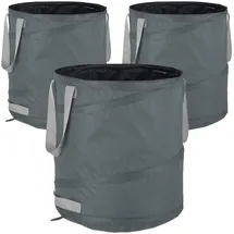 Relaxdays Pop Up Laubsack 85 L 3er Set 47 x 46 cm grau