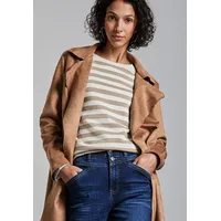 STREET ONE Damen A303183 Gestreifter Sweater, Safari beige 36