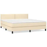 vidaXL Boxspringbett mit Matratze Creme 180x200 cm Stoff