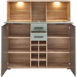 Innostyle Barschrank INNOSTYLE "FUN PLUS II", grün, H:129cm T:37cm, FSC-zertifizierter Holzwerkstoff, Schränke, Barschrank, 2 Holztüren, 19 Fächer, 1 Klappe, Softclose, ABS Kantenschutz