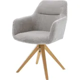 DELIFE Polsterstuhl Pejo-Flex, Holzgestell kantig Natur Cord Silbergrau Taschenfederkern grau|silberfarben 58 cm x 83 cm x 64 cm