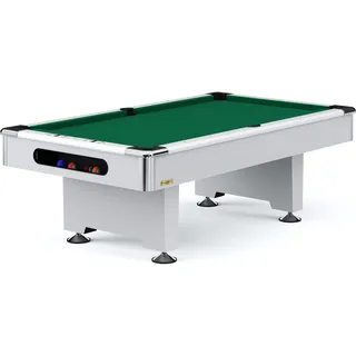 Automaten Hoffmann Billardtisch Club Pro III Dekor Weiß, EuroSpeed, Grün, 8 ft (Spielfeld 224x112 cm)