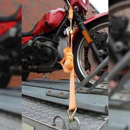 Trutzholm 4 Gurtschlaufen Doppelschlaufe + 4 Spanngurte Motorradspanngurt Sicherung ORANGE