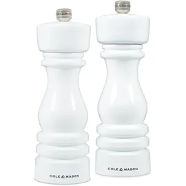 Cole & Mason H233095 London Salz und Pfeffermühle, 2er Set Manuell mit Einstellbar, Holz, Weiß, 18cm, Precision+ mit Keramikmahlwerk und Carbonmahlwerk, Gewürzmühle, Mühlen für Salz, Pfeffer