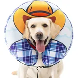 Avont Aufblasbar Halskrause Hunde, Einstellbar Halsband Weich Halskragen Hunde Leckschutz für Hunde Katze Nach Op Schutzkragen XL/Cowboy