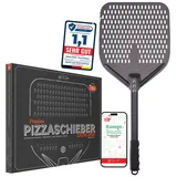 Pizza Lover Pizzaschieber Pizzaheber Harteloxierte perforierte 35x80 cm Aluminium, Pizzaheber. Pizzaschieber 35x80 cm schwarz 35 cm x 80 cm