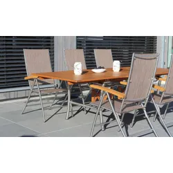 Edelstahl Hochlehner Toronto 108 x 59,5 x 75 cm - Gartenstuhl aus Edelstahl & Robinie, Silber / Braun - Sitzgelegenheit für Terrassen - Gartensessel