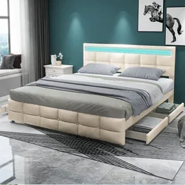 XDOVET Polsterbett 140 x 200 cm Beige