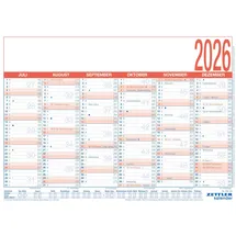 Zettler Arbeitstagekalender kaschiert A4 2026 Rot
