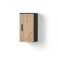 Livinity® Badschrank, Eiche Wotan, Anthrazit, 2 Fächer, Rechteckig, 30x59x24