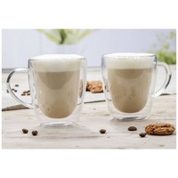 Haushalt International Böttcher-AG Kaffeegläser Cappuccino, doppelwandig, mit Henkel, 270ml, 2 Stück