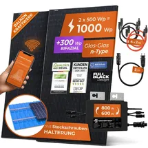 solarway Solarway® 1000W Balkonkraftwerk 800W komplett Steckdose - neuester 800 Watt Wechselrichter - Solaranlage Komplettset - 500W Solarmodule & Envertech & Zubehör