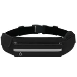 PARENCE PARENCE. - Laufgürtel, schwarz, 3 Taschen mit reflektierendem Band/Laufsport/Smartphone/Trinkflasche – Gürteltasche für Telefon – für Laufen, Sport, Joggen, Joggen, Joggen, Laufen, Schwarz
