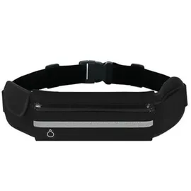 PARENCE PARENCE. - Laufgürtel, schwarz, 3 Taschen mit reflektierendem Band/Laufsport/Smartphone/Trinkflasche – Gürteltasche für Telefon – für Laufen, Sport, Joggen, Joggen, Joggen, Laufen, Schwarz