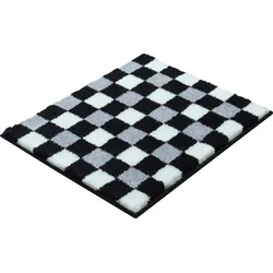 Badematte GRUND "Jocylin", grau, H:20mm, Polyacryl, Badematten, weiche Badematte im Schachbrettmuster