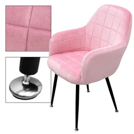 ECD Germany 2er Set Esszimmerstühle Küchenstühle Rosa aus Samt