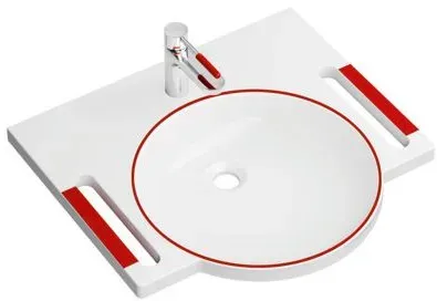 Hewi Mineralguss-Waschtischset 950.19.02533 60x55cm, mit Hahnloch, ohne Überlauf, rubinrot