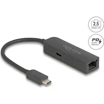 DeLock USB Type-C Adapter zu 2.5 Gigabit LAN mit Power Delivery 100 Watt