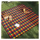 vidaXL Picknickdecke Faltbar Mehrfarbig Kariert 200x200 cm Samt
