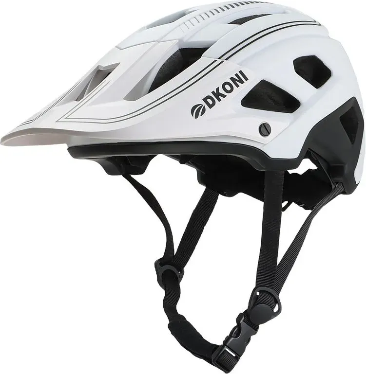 DKONI HS-062 Erwachsenen-Mountainbike-Helm, Weiß/Schwarz, Größe L (56–61 cm)