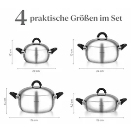 Hascevher Topf-Set 8-tlg. Kochtopf + Glasdeckel