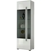 Furn.design Vitrine weiß Hochglanz Vitrinenschrank 60 x 200 cm