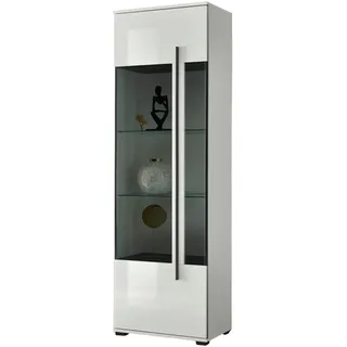 furn.design Vitrine weiß Hochglanz Vitrinenschrank 60 x 200 cm