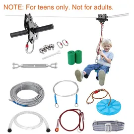 Vevor Zipline Seilrutsche, 48,77 m Seilbahn, Zip Line Kit für Kinder und Erwachsene.) bis 150 kg, Backyard Zip Line Kit mit verbessertem Federbremssystem, Seilbahn Garten Außenbereich (Nur für Teenager. Nicht für