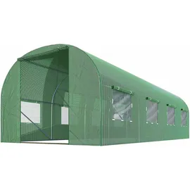 Plonos Tunnel Gewächshaus Stahl Grün PE-Folie 140 g/m2 10 m2