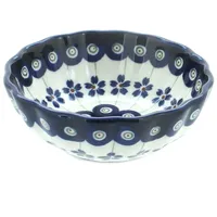 Blue Rose Polish Pottery Flowering Peacock Small Scallop Dish