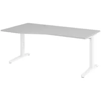 Bümö Schreibtisch Grau, Weiß, Nachbildung, Rechteckig, 180x74x100 cm, FSC