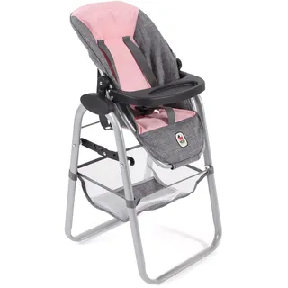 - Puppenhochstuhl, Hochstuhl für Puppen, Puppenmöbel, Puppenzubehör, Melange grau, rosa