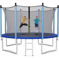 Costway - 305 cm Trampolin Outdoor, gs Zertifiziert, Gartentrampolin mit Leiter, Trampolin Komplettset mit Leiter, Sprungmatte, Sicherheitsnetz und