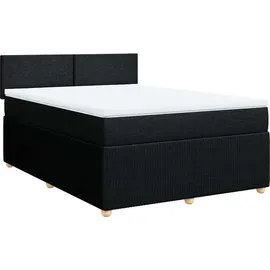 vidaXL Boxspringbett mit Matratze Schwarz 140x200 cm Stoff