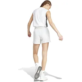 adidas Damen Essentials SMALL Logo Feel Cozy Shorts, Light Grey Heather/White, L
