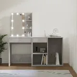 vidaXL Led-schminktisch mit Schrank Betongrau Holzwerkstoff