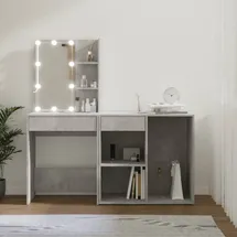 vidaXL Led-schminktisch mit Schrank Betongrau Holzwerkstoff