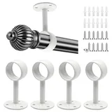 Lurtgex® 4 STK Gardinenstange Halterung Vorhangstange Weiß mit Schrauben, Deckenhalterung Gardinenstange, Edelstahl Gardinenstangenhalter Ø32mm